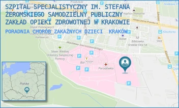 PORADNIA CHORÓB ZAKAŹNYCH DZIECI - SZPITAL SPECJALISTYCZNY IM. STEFANA ŻEROMSKIEGO SAMODZIELNY PUBLICZNY ZAKŁAD OPIEKI ZDROWOTNEJ W KRAKOWIE - UL. OS. NA SKARPIE 67,  KRAKÓW