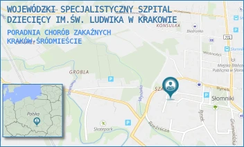 PORADNIA CHORÓB ZAKAŹNYCH - WOJEWÓDZKI SPECJALISTYCZNY SZPITAL DZIECIĘCY IM.ŚW. LUDWIKA W KRAKOWIE - UL. STRZELECKA 2 - 2A,  KRAKÓW-ŚRÓDMIEŚCIE