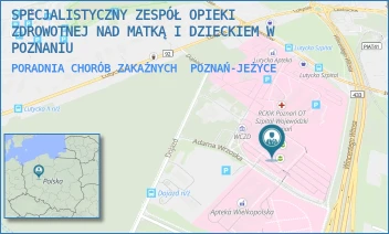 PORADNIA CHORÓB ZAKAŹNYCH - SPECJALISTYCZNY ZESPÓŁ OPIEKI ZDROWOTNEJ NAD MATKĄ I DZIECKIEM W POZNANIU - ADAMA WRZOSKA 1,  POZNAŃ-JEŻYCE