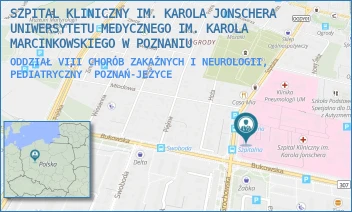 ODDZIAŁ VIII CHORÓB ZAKAŹNYCH I NEUROLOGII, PEDIATRYCZNY - SZPITAL KLINICZNY IM. KAROLA JONSCHERA UNIWERSYTETU MEDYCZNEGO IM. KAROLA MARCINKOWSKIEGO W POZNANIU - SZPITALNA 27/33,  POZNAŃ-JEŻYCE